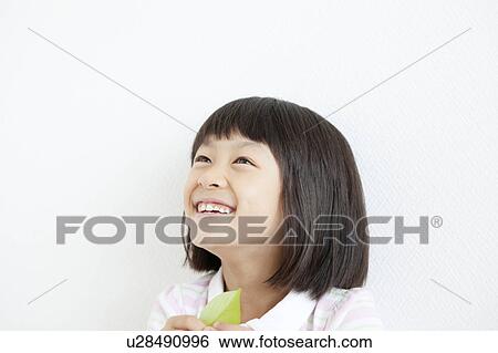 Girl with Leaf View Large Photo Image Stock Photograph - Girl with Leaf. Fotosearch