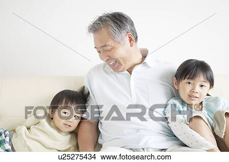 Grandfather with Grandson and Granddaughter View Large Photo Image Picture - Grandfather with Grandson and Granddaughter. Fotosearch
