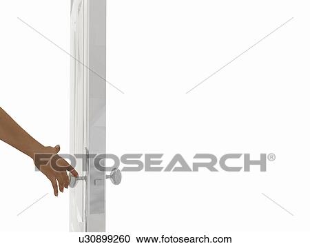 Stock Image - Hand opening a door. Fotosearch