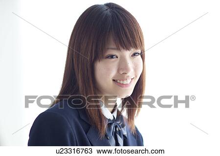 Stock Image - High school girl smiling. Fotosearch