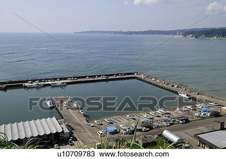 Stock Image - Iwaida fishing port, Onjuku Town, Chiba Prefecture, Japan. Fotosearch