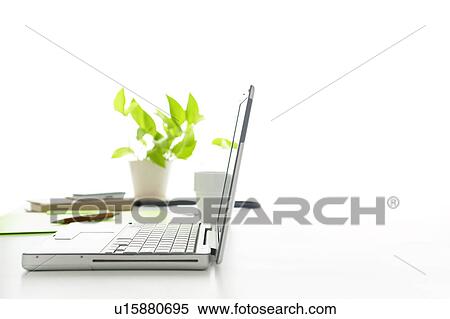 Laptop on Desk View Large Photo Image Stock Photography - Laptop on Desk. Fotosearch