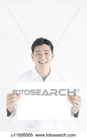 Mid Adult Man Holding Up Blank Message View Large Photo Image Stock Photography - Mid Adult Man Holding Up Blank Message. Fotosearch