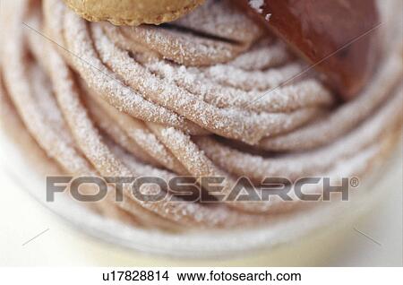 Picture - Mont Blanc cake, close-up. Fotosearch