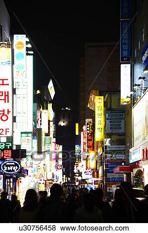 Stock Photo - Myeong Dong, Seoul, South Korea. Fotosearch