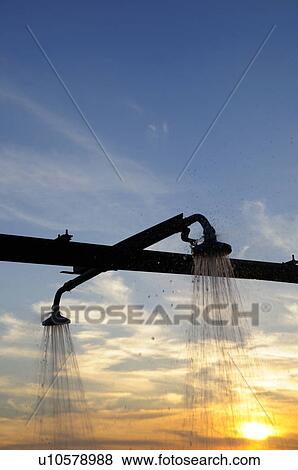 Stock Photo - Outdoor showers, Chiba Prefecture, Japan. Fotosearch
