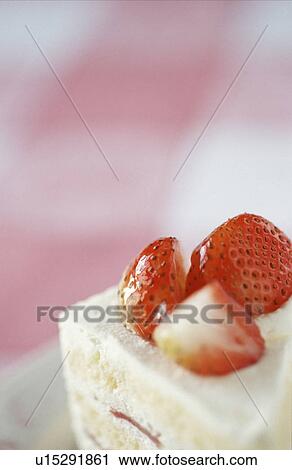 Stock Image - Piece of strawberry cake. Fotosearch