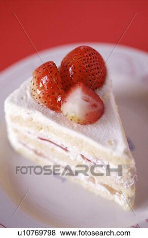 Piece of strawberry cake View Large Photo Image Stock Photo - Piece of strawberry cake. Fotosearch