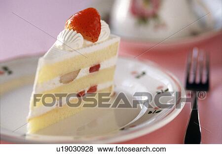 Piece of strawberry cake View Large Photo Image Stock Photo - Piece of strawberry cake. Fotosearch