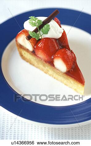 Piece of strawberry tart View Large Photo Image Stock Photograph - Piece of strawberry tart. Fotosearch