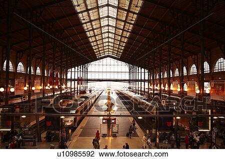 Stock Image - Platform at Gare du Nord, Paris, France. Fotosearch