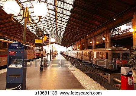 Stock Photograph - Platform at Gare du Nord, Paris, France. Fotosearch