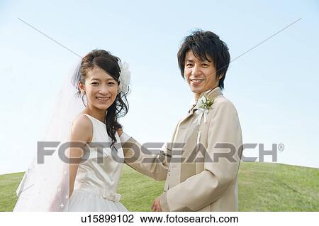 Stock Image - Portrait of bride and bridegroom. Fotosearch