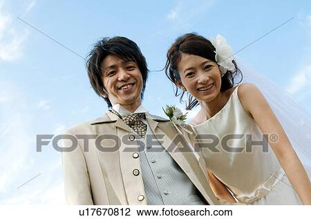 Stock Image - Portrait of bride and bridegroom. Fotosearch