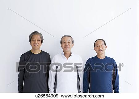 Stock Photo - Portrait of three senior men. Fotosearch