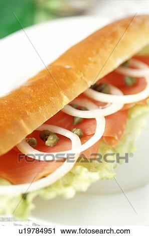 Stock Image - Salmon sandwich. Fotosearch