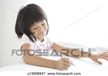 Schoolgirl Writing View Large Photo Image Stock Photo - Schoolgirl Writing. Fotosearch