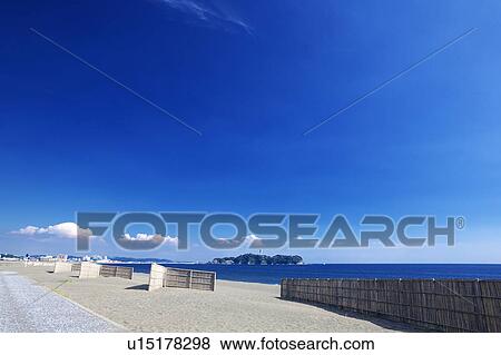 Shonan Seashore and Enoshima View Large Photo Image Stock Photo - Shonan Seashore and Enoshima. Fotosearch