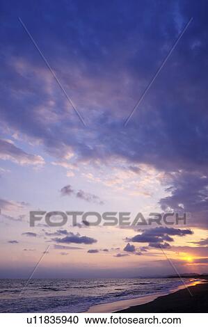 Stock Image - Shonan Seashore at Dusk. Fotosearch