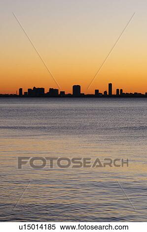 Stock Photography - Skyline of Tokyo at dawn seen from Chiba Prefecture, Japan. Fotosearch