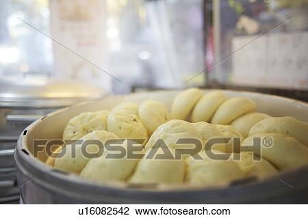 Stock Image - Steamed bum, Seoul, South Korea. Fotosearch