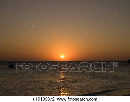 Sunset Over Sea with Jet Stream in Sky View Large Photo Image Stock Image - Sunset Over Sea with Jet Stream in Sky. Fotosearch