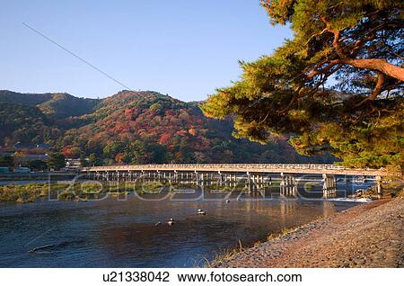 Togetsu Bridge At Arashiyma Kyoto Prefecture Honshu Japan Stock Image U Fotosearch