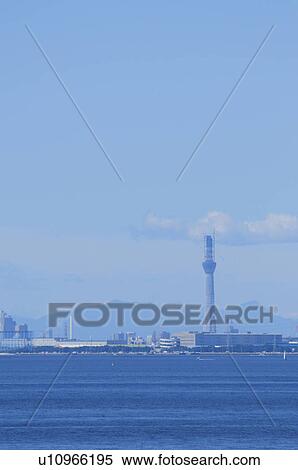 Stock Photography - Tokyo sky tree seen from Makuhari, Chiba Prefecture, Japan . Fotosearch