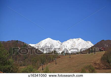 Stock Image - Ushirodate mountain range, Nagano Prefecture, Honshu, Japan . Fotosearch