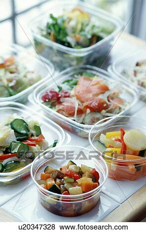 Varieties of salad in containers View Large Photo Image Stock Photo - Varieties of salad in containers. Fotosearch