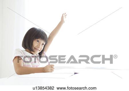 Young Girl Raising Hand View Large Photo Image Stock Image - Young Girl Raising Hand. Fotosearch