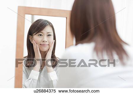 Young Woman In Front Of Mirror View Large Photo Image Stock Photography - Young Woman In Front Of Mirror. Fotosearch