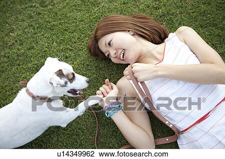 Young woman shaking hands with a dog View Large Photo Image Stock Image - Young woman shaking hands with a dog. Fotosearch
