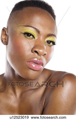 Stock Photo - Close up portrait of African American woman. Fotosearch