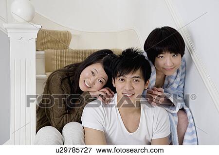 Portrait of happy young friends View Large Photo Image Stock Photo - Portrait of happy young friends. Fotosearch
