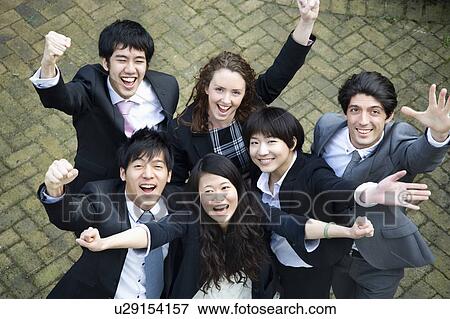 Stock Photo - Victorious business team. Fotosearch