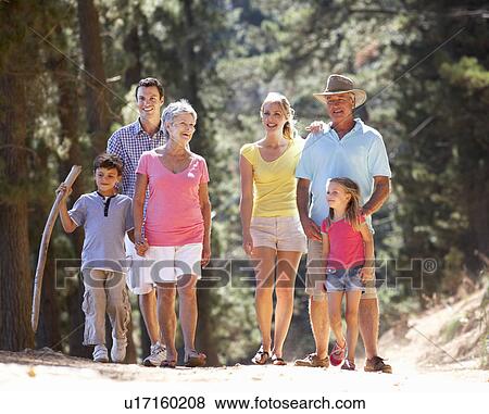 Stock Photo - 3 Generation family on country walk. Fotosearch