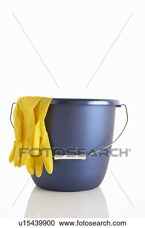 Bucket and rubber gloves View Large Photo Image Stock Image - Bucket and rubber gloves. Fotosearch