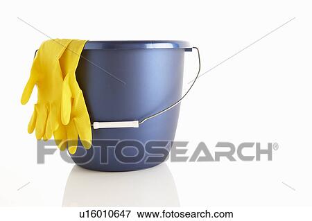 Stock Photo - Bucket and rubber gloves. Fotosearch