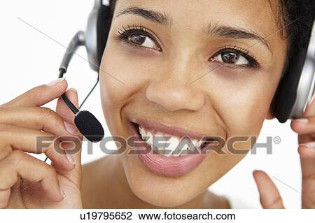 Stock Image - Call center operator. Fotosearch