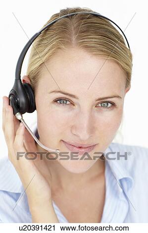 Stock Image - Call center operator. Fotosearch