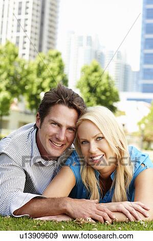 Stock Photo - Couple in city park. Fotosearch