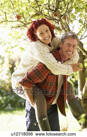 Couple picking apples off tree View Large Photo Image Stock Photograph - Couple picking apples off tree. Fotosearch