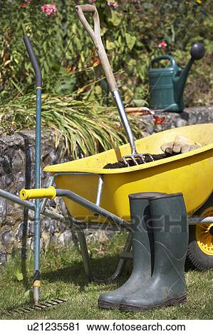 Stock Image - Gardening tools and accessories. Fotosearch