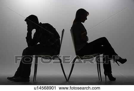 Stock Image - Man and woman in silhouette. Fotosearch
