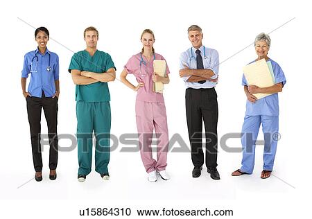 Stock Image - Mixed group of medical professionals. Fotosearch