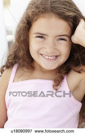 Portrait little girl outdoors View Large Photo Image Stock Photo - Portrait little girl outdoors. Fotosearch