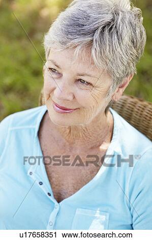 Stock Image - Portrait of senior woman. Fotosearch