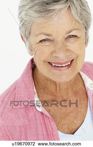 Stock Image - Portrait of senior woman. Fotosearch
