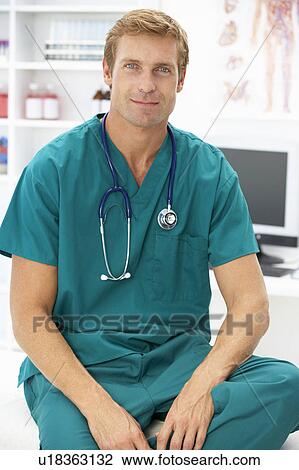 Stock Image - Portrait of surgeon doctor. Fotosearch